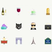 illustration of paris with chanel bag, eiffel tower, baguette, karl lagerfield