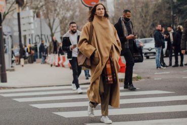 french girl with white sneakers