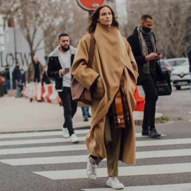 french girl with white sneakers