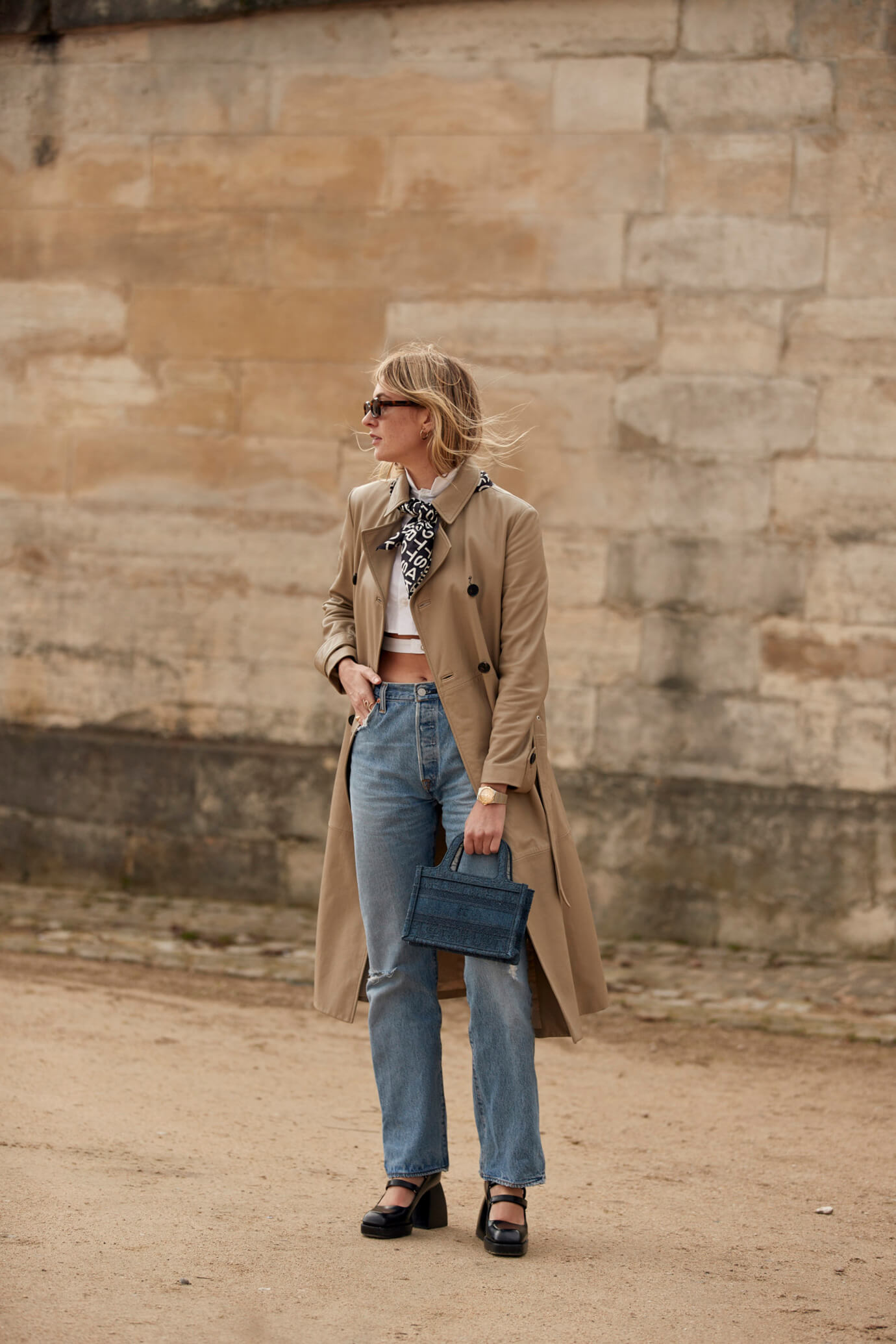 trench coat with jeans