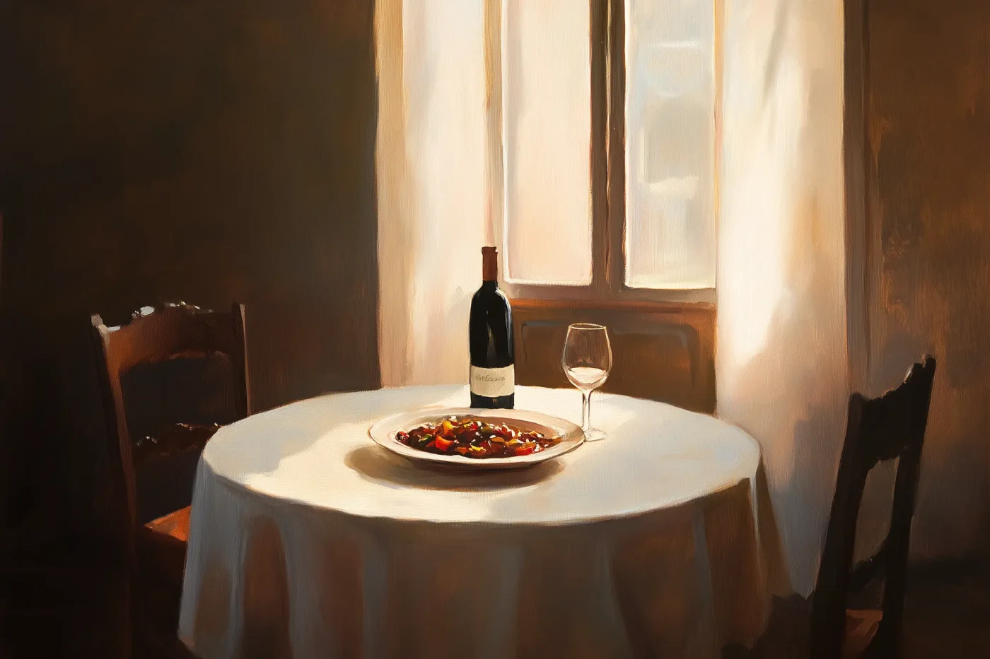 oil painting of a ratatouille plate
