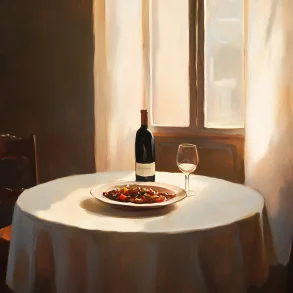 oil painting of a ratatouille plate